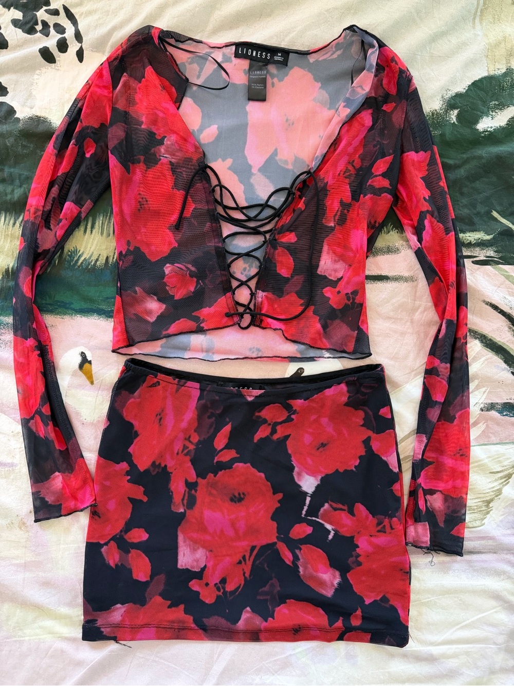 Lioness Nostalgia 90'S Mini Skirt and Lace up Top